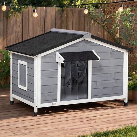 Niche chien bois sapin toit ouvrant 109 x 79 x 72 cm gris (1/5)