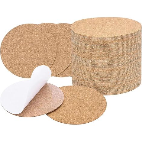 Dessous de Verre Liege Rond,Soucoupe Ronde en Liège Mini Murale Dalles en Tapis de Support en Liège Autocollantes Feuilles de la Maison,Bureau,Bar et Restaurants (2MM) (1/5)