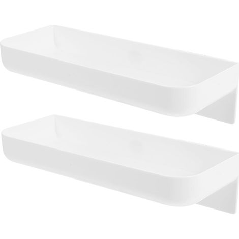 Lot de 2 étagères rangement blanches en polypropylène pour cuisine et salle bain, installation (1/5)