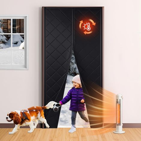 Tenda magnetica termica per porte invernali, in cotone spesso, rivestimento isolante a risparmio energetico per porte a zanzariera, rivestimento antispiffero per porte del soggiorno, 36 cm x 82 cm, ne