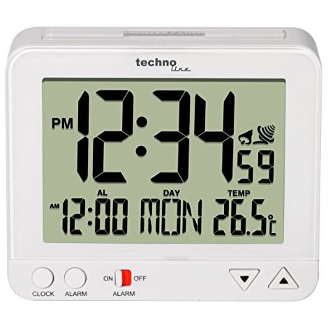 Techno Line WT 195 WHITE Radiocontrollato Sveglia Bianco Tempi di allarme 1 Display grande (1/4)