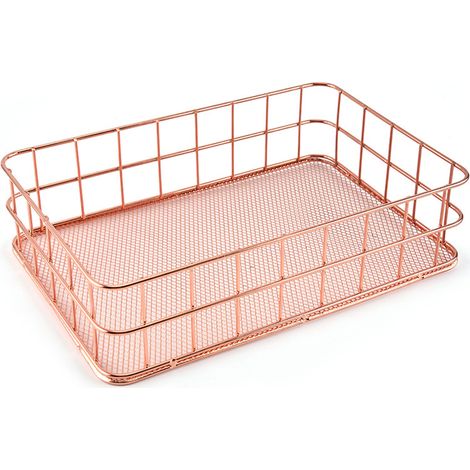 1 cesta de almacenamiento, de metal, hierro forjado, rejilla, para oficina, sala de estar, baño. (1/5)