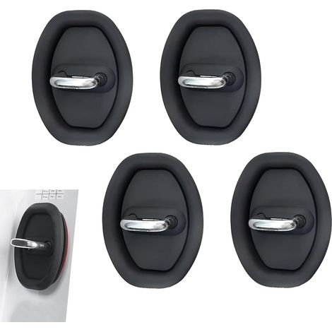 Juego de 4 protectores de cerradura de puerta con revestimiento de silicona anticolisión. Estos protectores autoadhesivos reducen el ruido (negro). (1/5)