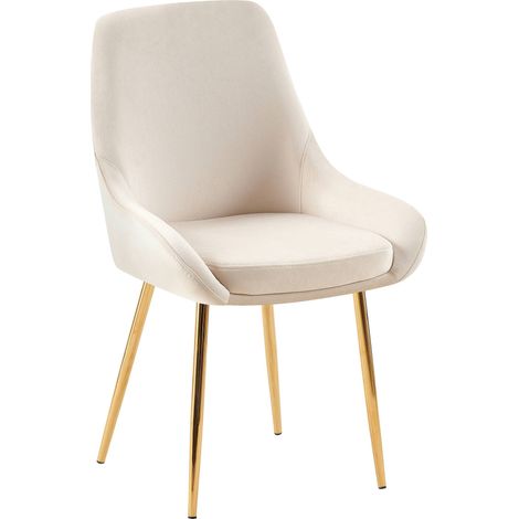 Chaise de salle à manger x1 élégance confort design moderne en velours crème structure métallique doré 100007546 (1/5)