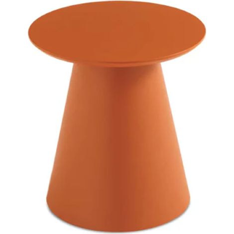 Tavolino rotondo con piano in legno e base in metallo Ruggine - TRIADE Small (1/2)