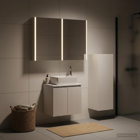 vidaXL Bathroom Furniture Set 4 pcs White Engineered Wood and Glass (1/5)