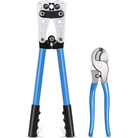 Pièces Pince à Sertir de Bornes - Pince Électricien à Cliquet avec Coupe-Câble pour Coupe et Sertissage de Câbles 10-1 AWG (1/5)