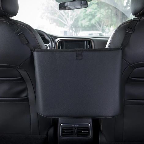 (Sac de rangement A) Sac de rangement en cuir pour voiture, pochette de rangement pour siège auto, sac de rangement pour combler l'espace entre les sièges avant, accessoires intérieurs de voiture (1/5)