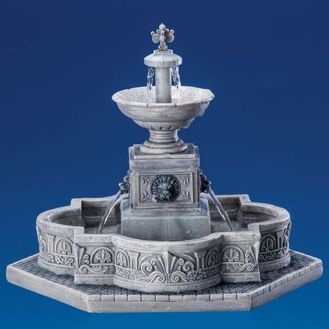 Lemax – Fontaine modulable Plaza avec adaptateur 4.5V – Résine – Largeur 22.5 cm – Pour décorations de Noël animées