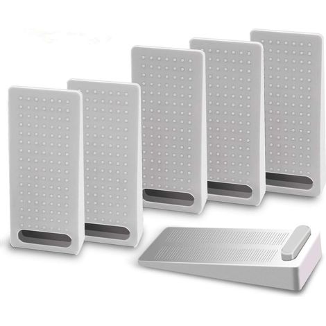 Door Stopper, Set of 6 Non-Slip Rubber Door Stops, Floor-Mounted Door Stop with Adjustable Height, Gray (1/5)
