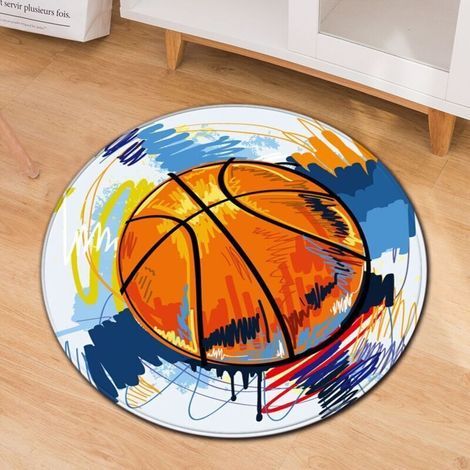SABIR 3D-bedruckter Basketball-Teppich für Schlafzimmer, Badezimmer, Computerstuhl, rutschfeste Bodenmatte, Kissenbezug für Wohnzimmerdekoration – Blau (1/5)