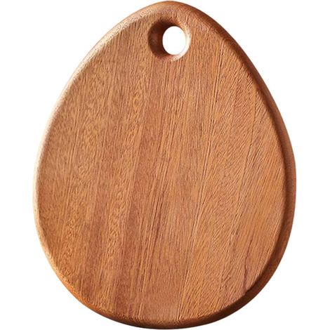 Planche à découper en bois avec trou de suspension, plateau, billot de boucher, plateau de service multifonctionnel pour la découpe, en forme de larme (1/5)