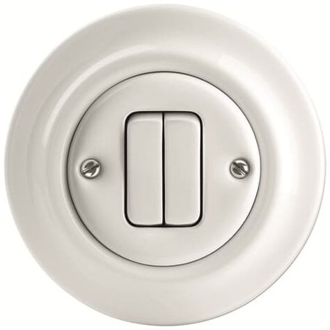 Busch-Jaeger Bouton-poussoir double bouton-poussoir, 2 compartiments 1P 2 NO blanc studio - Decento® (2022 UJ-205-64), 2CKA001413A1090