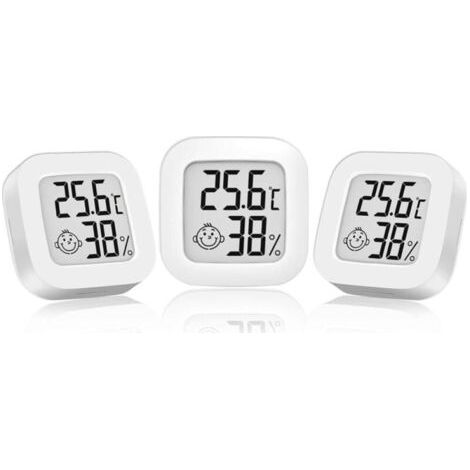 Thermometre interieur Hygromètre intérieur, Mini Hygromètre Thermomètre extérieur Digital Thermomètre intérieur pour Maison Terrarium Chambre Bébé Couveuse Cave Vestiaire etc(3 Blancs) (1/4)