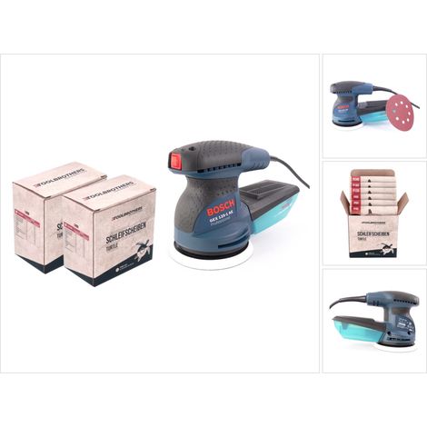 Bosch Professional – Ponceuse excentrique 250W 125mm – Vitesse 7500-12000 min-1 – Fixation Velcro – Pour ponçage bois dur et laque – Set 2x Toolbrothers TURTLE - GEX 125-1 AE (1/5)