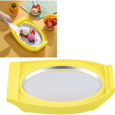 Mini máquina para hacer helados "DIY" amarilla, compacta y eficiente para gelato, sorbete y yogur fresco. Incluye 1 plato y 2 cucharas. (1/5)
