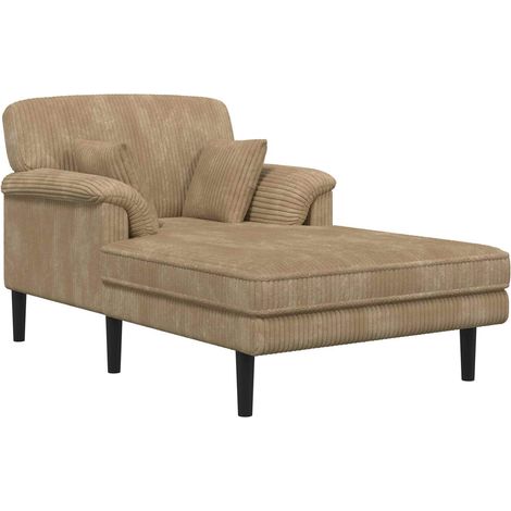 Méridienne Taupe Tissu en velours côtelé vidaXL (1/5)