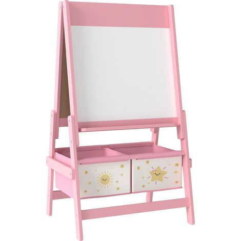 3-in-1-Staffelei für Kinder mit Kreidetafel, Whiteboard, Rosa