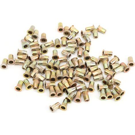 100 pièces écrou à rivets couleur zingué tête plate filetée Kit de noix matériel accessoires M5 (1/5)