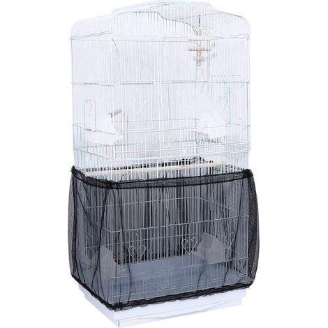 Abdeckung für Vogelkäfig Netzabdeckung Schutz Vogelkäfig Sittich Kanarienvogel Seed Catcher, Schwarz, M