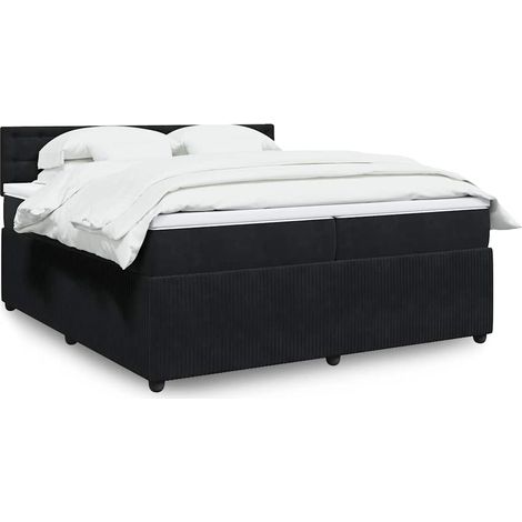 Boxspringbett mit Matratze Schwarz 200x200 cm Samt (1/5)