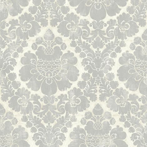 Wallquest Caspia Traditional Damask Grey Wallpaper Metallic Effect Feature Wall (1/4)