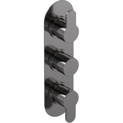 Nuie Arvan Thermostatic Concealed Shower Valve Triple Handle - Brushed Pewter (1/5)