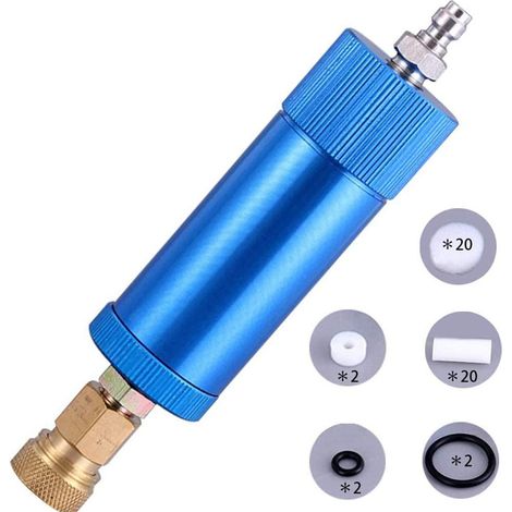 Séparateur d'eau d'huile, filtre de compresseur d'air en alliage d'aluminium, régulateur de séparateur d'huile-eau de piège à eau d'humidité avec filetage mâle femelle bleu (1/5)