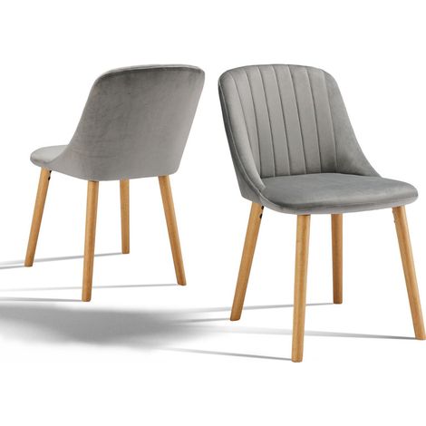 Goeurvant Moderne Esszimmerstühle mit dicker Sitzpolsterung, ergonomischer Rückenlehne und Holzbeinen, Stil und Komfort in einem - 2er Set - Hellgrau