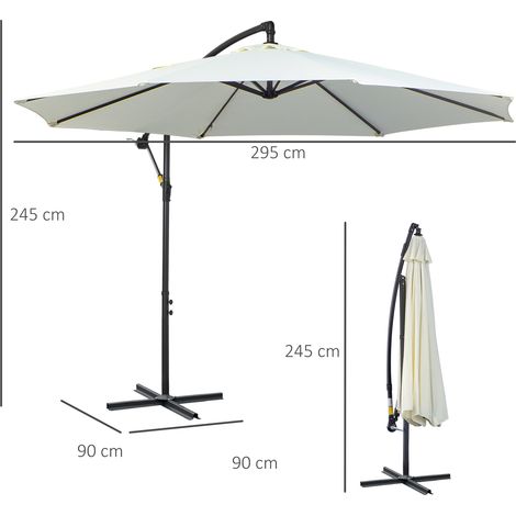 Outsunny Sonnenschirm mit Kurbel Wetterbeständig 3 m x 3 m x 2,5 m Stahl Polyester
