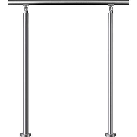 AICA Pasamanos para escaleras de 100x106 cm, barandilla de acero inoxidable, Plateado, para interior y exterior escaleras, entradas, jardines