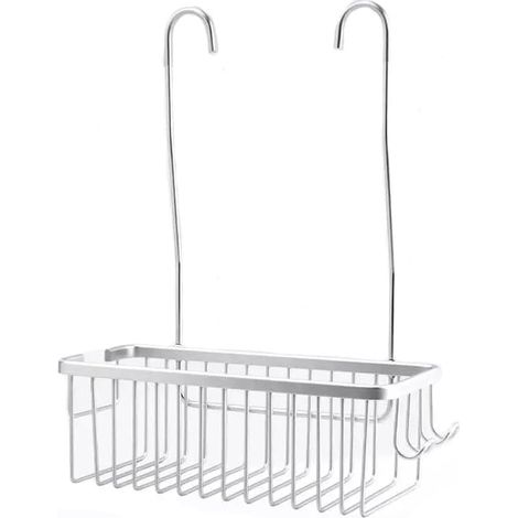 Estante de ducha colgante: no requiere perforación, con ganchos, estante de baño de aleación de aluminio resistente al agua y a la oxidación.