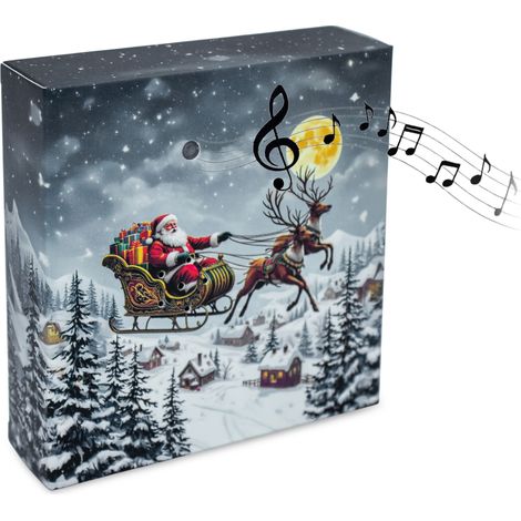 Weihnachts Soundbox mit Merry Christmas Melodie - 12 cm - Weihnachtsmusik Lautsprecher mit festlichem Motiv und Bewegungsmelder