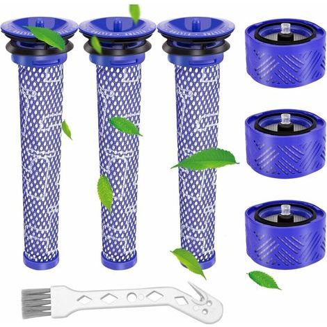 Per filtri di ricambio per aspirapolvere Dyson V6, V6 Motorhead, V6 Absolute e V6 Animal, 3 pezzi di filtro post HEPA e 3 pezzi di pre-filtro, sostituiscono le parti 965661-01 e 966741-01 (V6) (1/4)