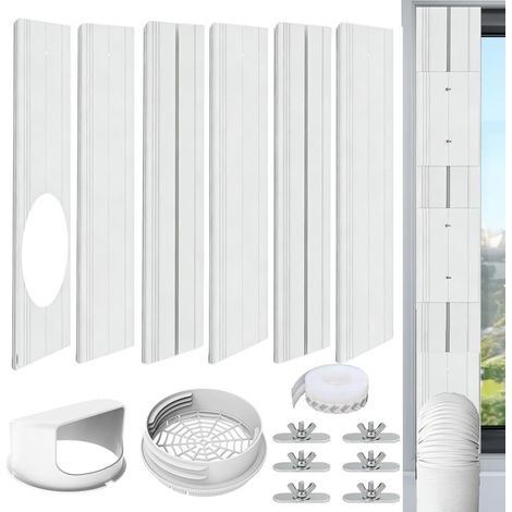 Air Conditioner Caulking Kit, 6 Pieces Mobile Air Conditioner Window Kit 43-225 cm with Adapt 15 cm, Window Kit for Mobile Air Conditioner, for Vertical or Horizontal Sliding Windows (1/5)