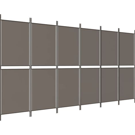 Paravent Cloison de séparation 6 panneaux, Pour Jardin, Balcon, Terrasse Anthracite 300x220 cm Tissu OIB2511E