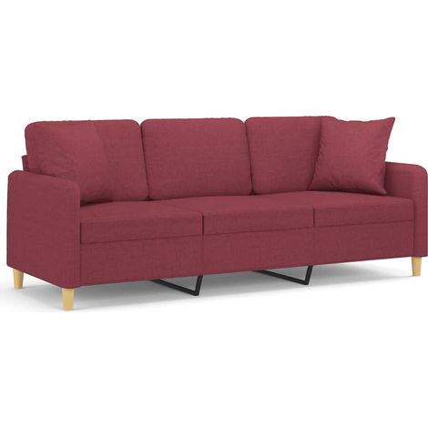 Canapé 3 places,Sofa pour Salon,Banquette avec oreillers décoratifs bordeaux 180 cm tissu CFW303134 (1/5)