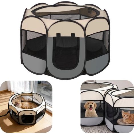 Enclos pliable pour animaux 73 x 43 cm - parc portable pour chien et chat, gris (1/5)
