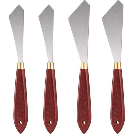 Set di spatole per pittura ad olio, spatola in acciaio inox con manico in legno, tela per pittura ad olio, strumenti per pittura acrilica (set da 4 pezzi) (1/5)