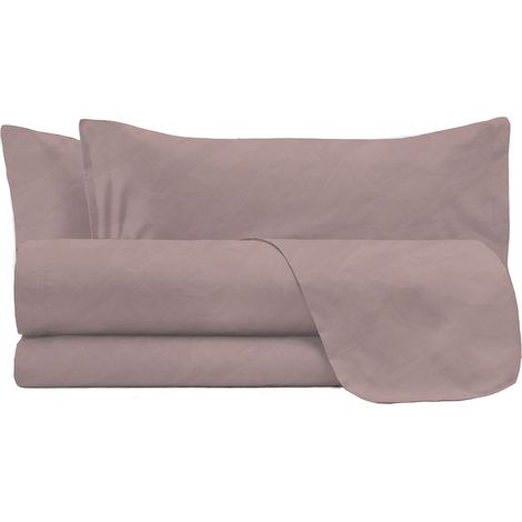 Set Lenzuola Matrimoniale Sopra Sotto e 2 Federe Linea Water Washed Rosa Antico