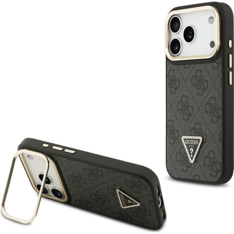 Funda Guess 4G PU con logo triangular y soporte para cámara MagSafe para iPhone 17 Pro, color negro. (1/5)