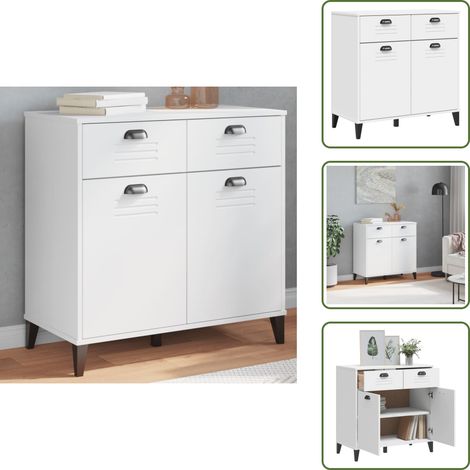 Sideboard VIKEN Weiß 80x40x80 cm Holzwerkstoff - Industrielles Design - Sideboard - Wohnraumgestaltung - Wohnzimmermöbel - Holzwerkstoff (1/5)