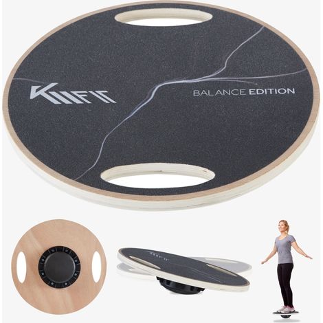 KM-Fit Balance Board rond Toupie thérapeutique en bois Entraîneur d'équilibre avec poignées Planche d'intérieur, planche à bascule pour l'entraînement de la coordination Entraîneur de force et d'é (1/5)