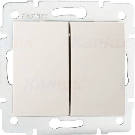 Interrupteur Double Va-et-Vient - Encastré - Crème - 2 Leviers - 250V (1/2)