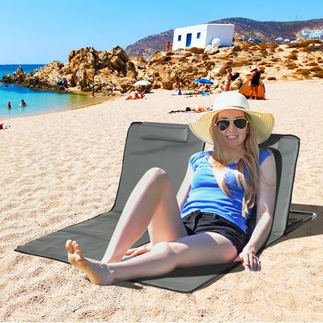 chaise plage pliante dossier reglable 2 pieces gris OKMYHOME (1/3)