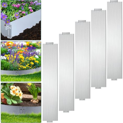 EINFEBEN Bordure de jardin Bordure de pelouse Bordure de gazon Galvanisé Métal Bordure de chemin Bordure de parterre 100x18cm 50m (1/5)