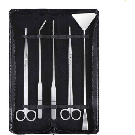 5-in-1-Aquarium-Aquarium-Scaping-Set aus Edelstahl für Aquarien, Wasserpflanzen und Werkzeuge – inklusive Pinzette, Schere und Spatel (1/5)
