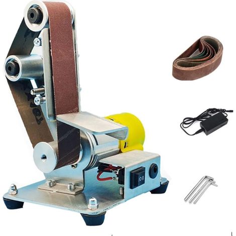Polisseuse Ponceuse Mini Machine à ceinture électrique Miniature verticale de bureau multifonctionnelle bricolage Machine de polissage meuleuse d'angle fixe(Set2) (1/5)