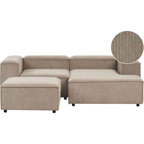 Modul Ecksofa 3-Sitzer ARDAL Cord Hellbraun mit Ottomane linksseitig
