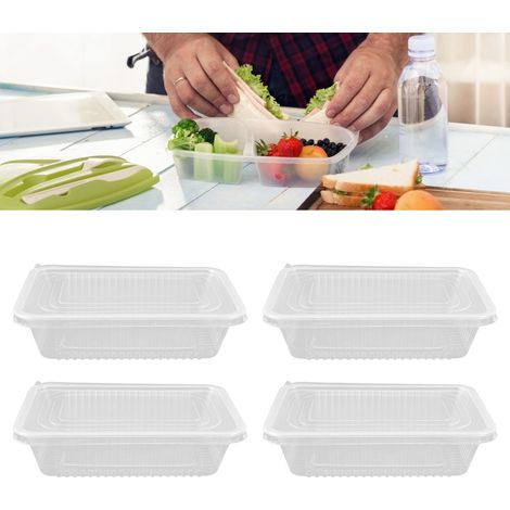Boîtes alimentaires rectangulaires jetables, compatibles micro-ondes, lot de 10, 650 ml chacune (1/5)
